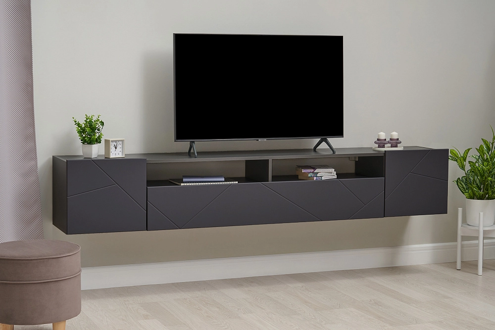 ТВ-тумба Прага New диамант серый / софт графит арт. 08-167805 купить в Москве по цене 9 990 руб. | НОНТОН