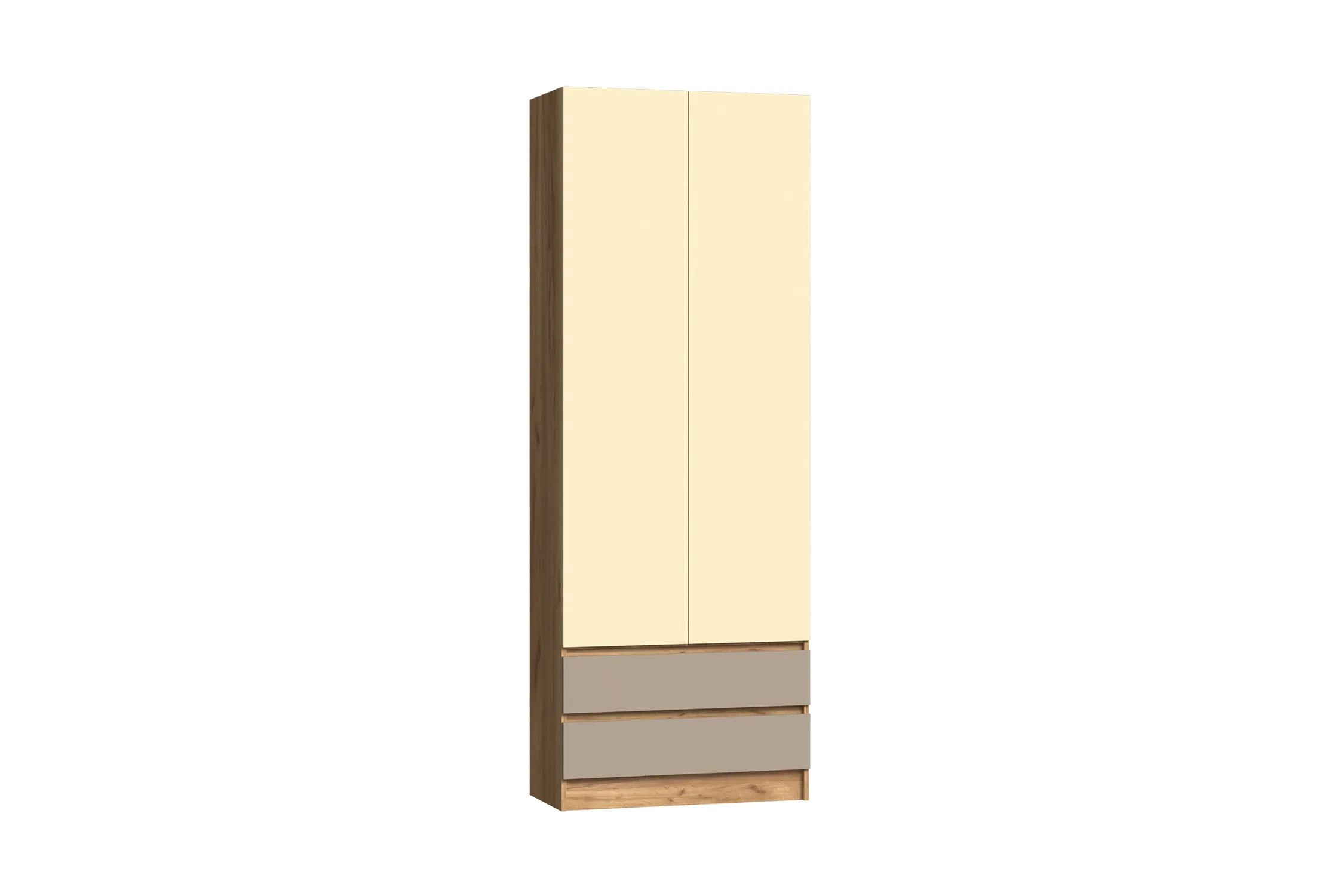 Шкаф 2-х дверный Челси Color слоновая кость / глиняный серый / дуб крафт