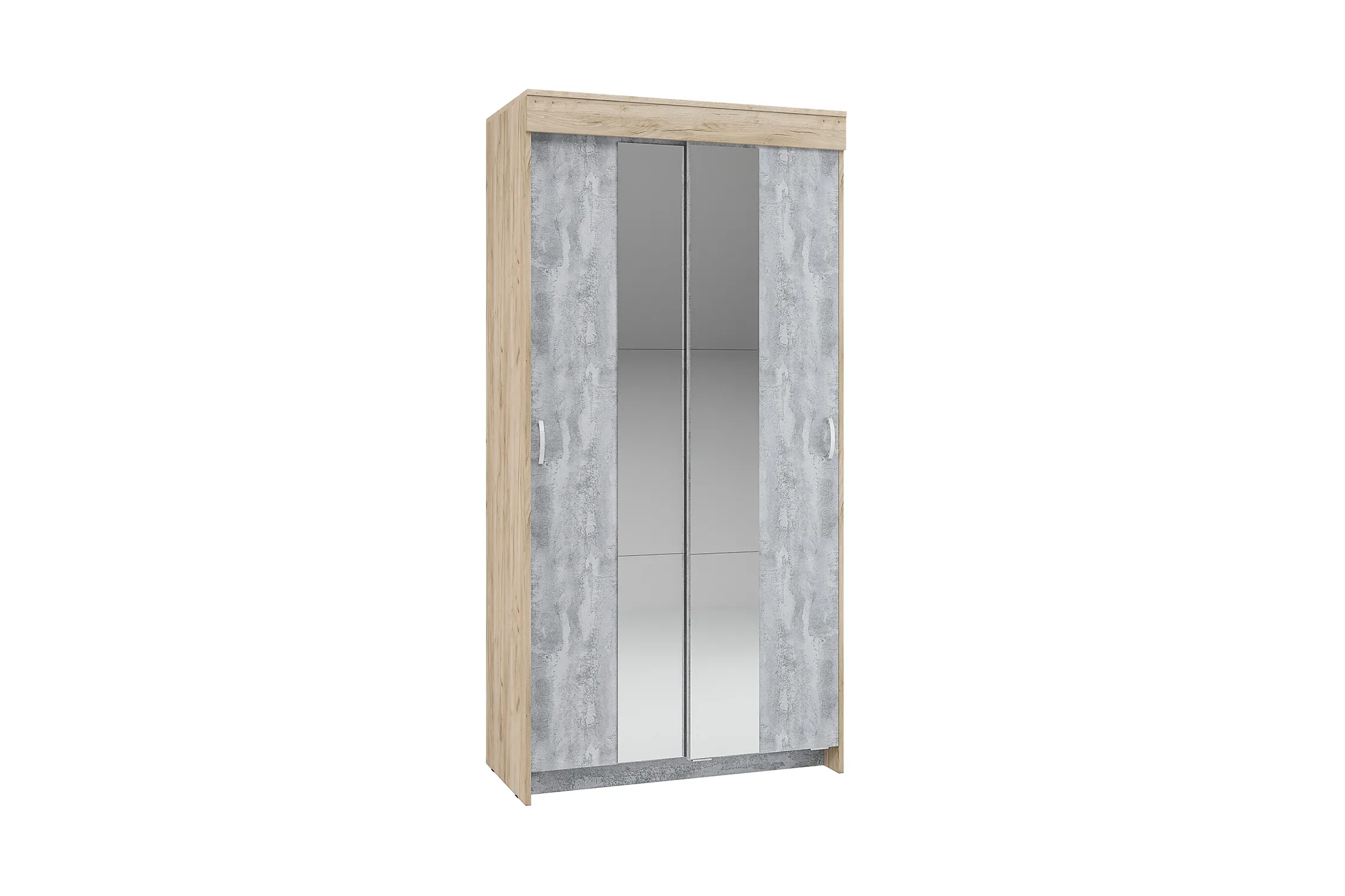 Шкаф-купе Бассо 1.0 м с 2-мя зеркалами дуб крафт серый / бетонный камень