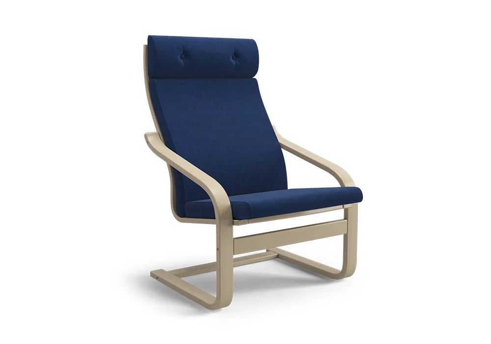Кресло Тириль темно-синее / натуральное