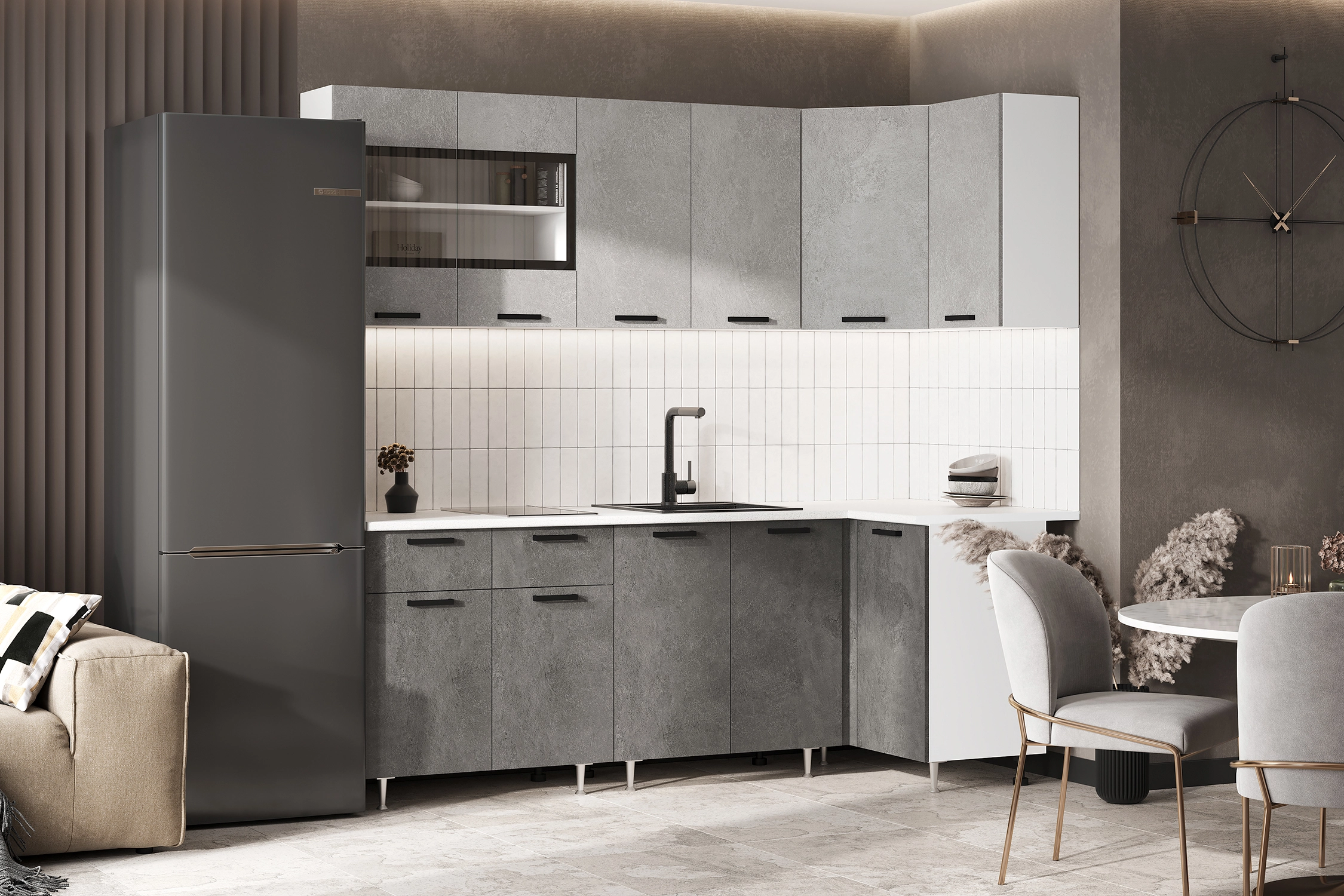 Угловой кухонный гарнитур купить по выгодной цене с доставкой в Уфе от интернет-магазина НОНТОН