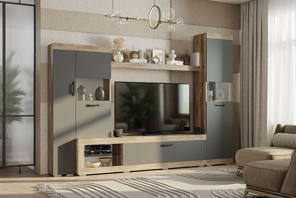 Гостиная Тесла дуб каньон / графит арт. 08-214280 купить в Новосибирске по цене 21 490 руб. | НОНТОН