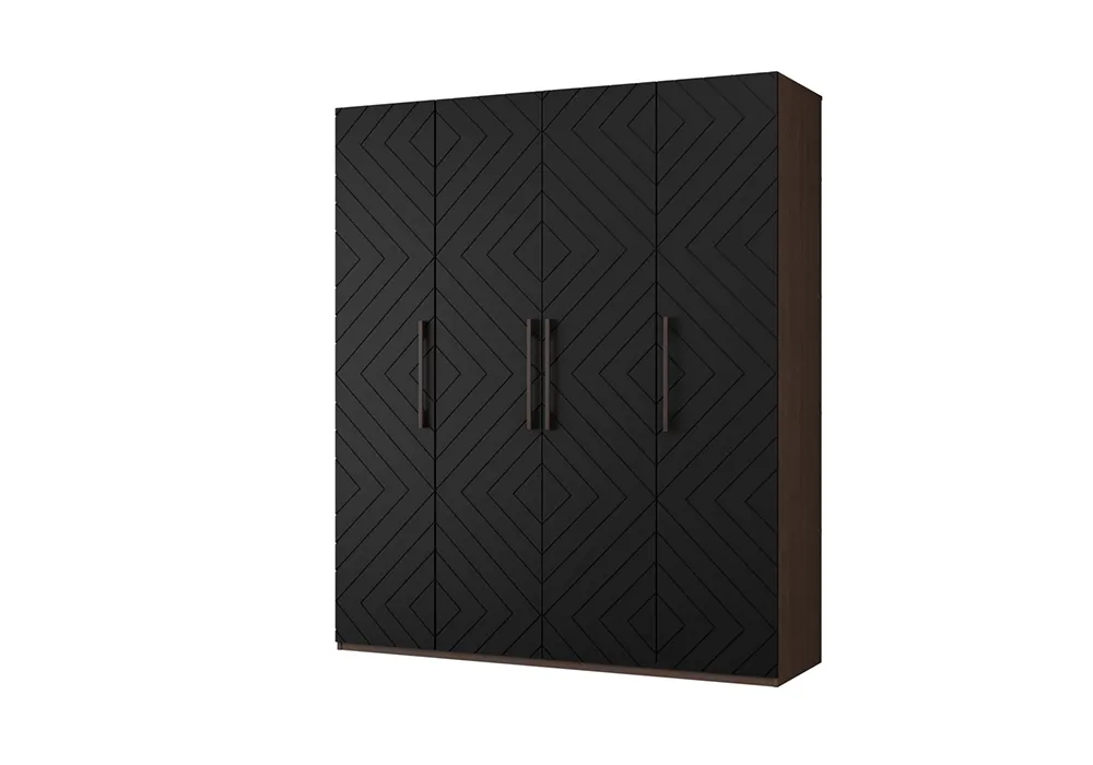 Шкаф 4-х створчатый Копенгаген венге / черный матовый арт. 08-168462 ...