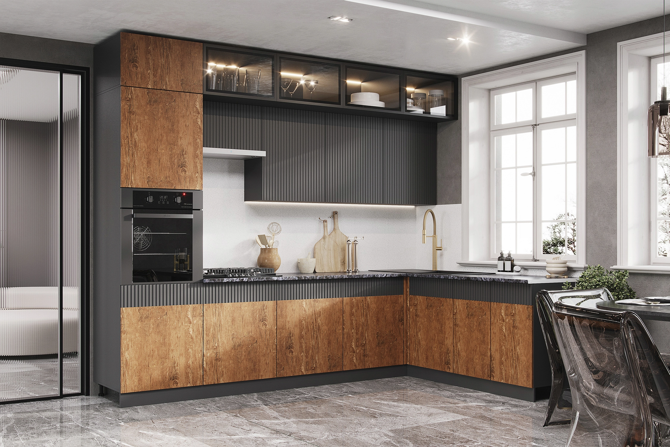 Угловой кухонный гарнитур купить по выгодной цене с доставкой в Домодедово от интернет-магазина НОНТОН