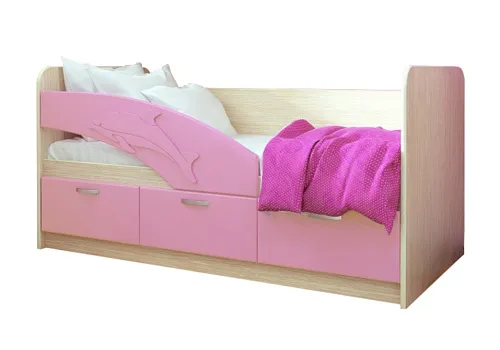 Детская кровать Дельфин-1 розовый металлик / белфорд