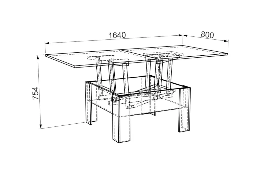 Стол трансформер размеры в разложенном виде