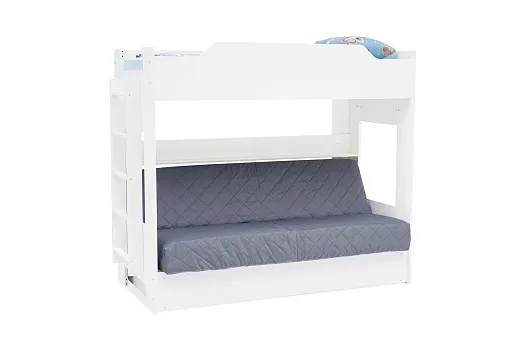 Двухъярусная кровать с диван-кроватью темно-серый / белый