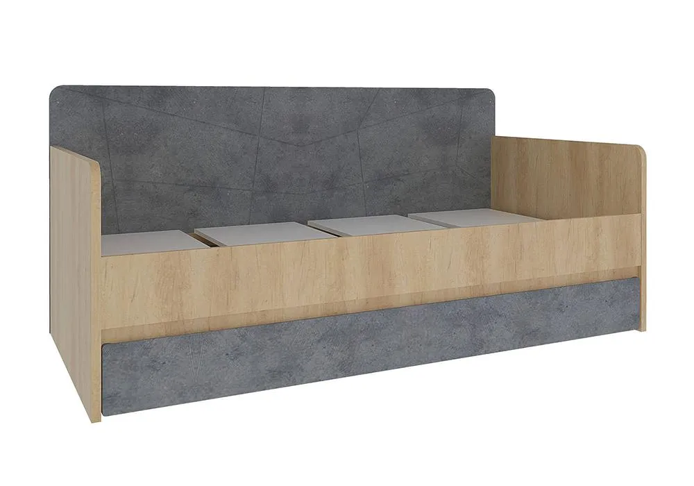 Кровать Киото дуб небраска / бетон темный