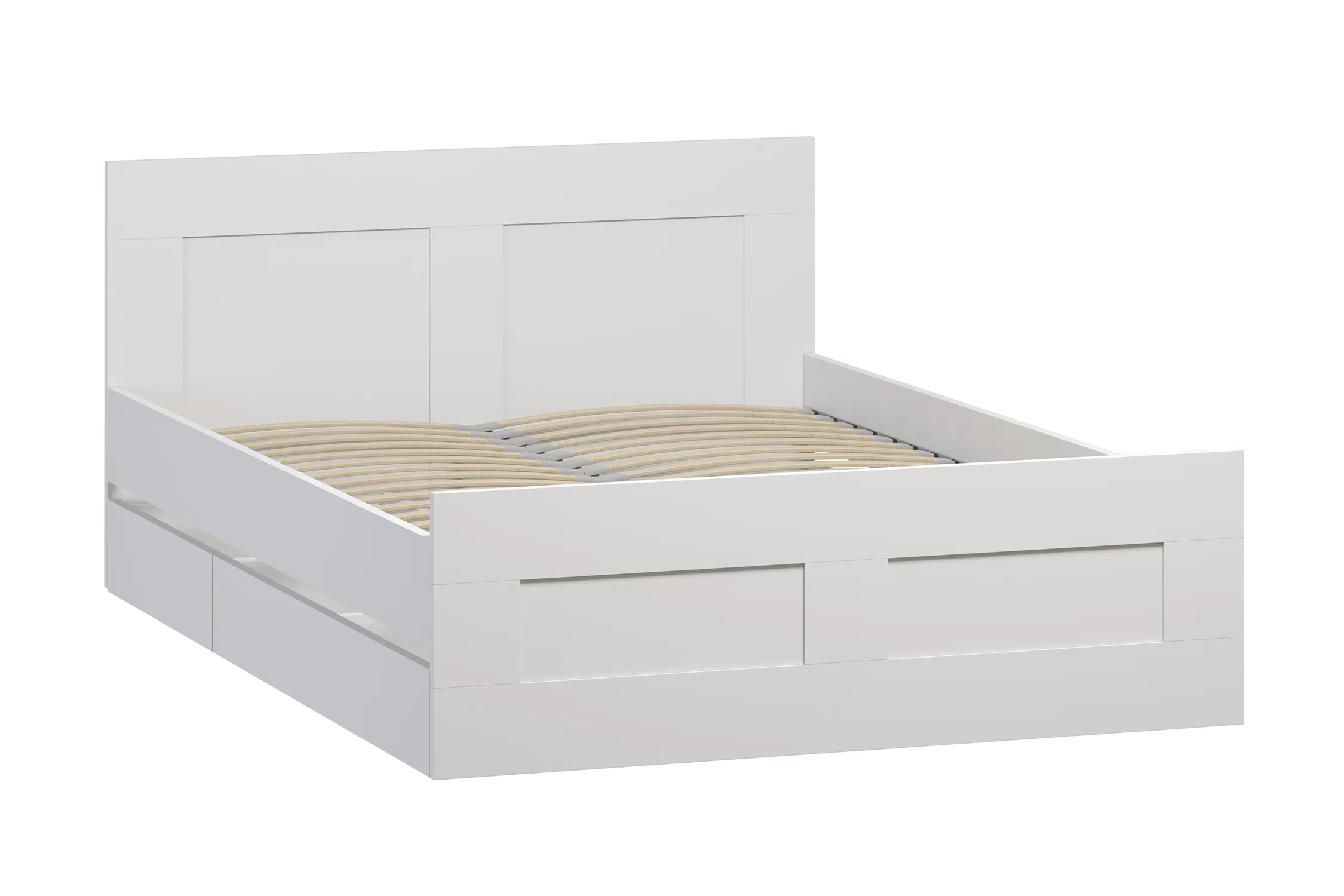 Кровать двуспальная Сириус белая с ящиками