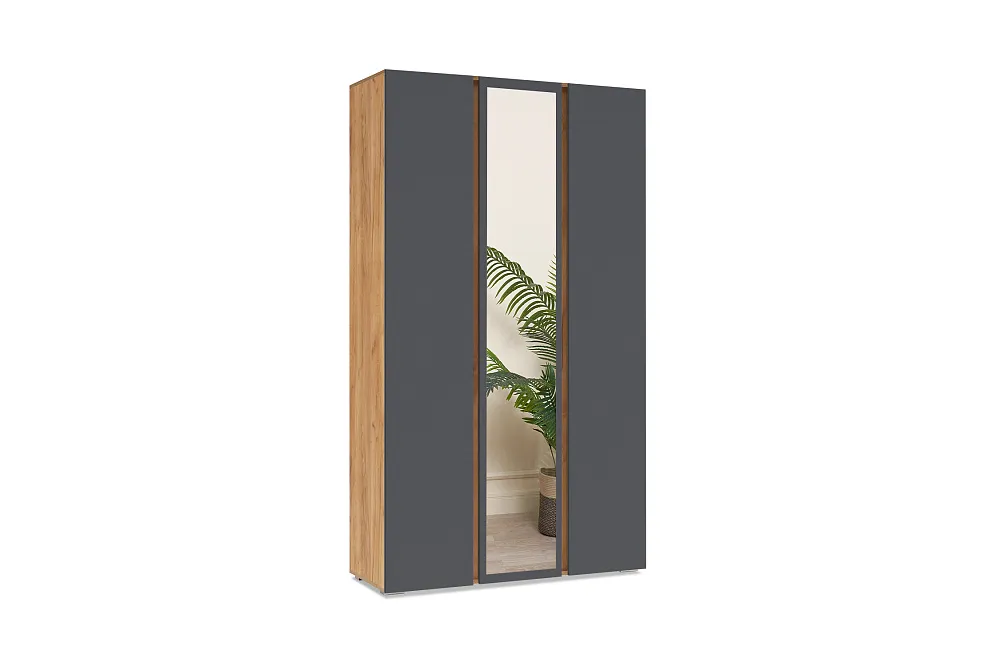Шкаф 3-х створчатый с зеркалом Ирма дуб крафт золото / серый графит арт. 08-190877 купить в Москве по цене 14 490 руб. | НОНТОН