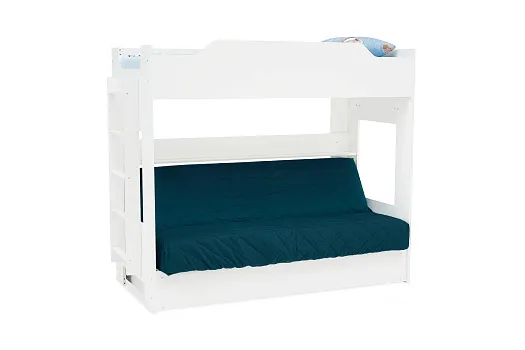 Двухъярусная кровать с диван-кроватью синий / белый